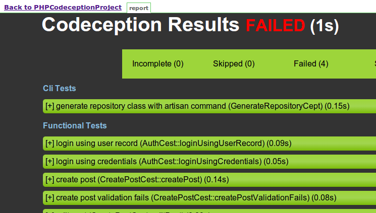 Jenkins Codeception HTML Results