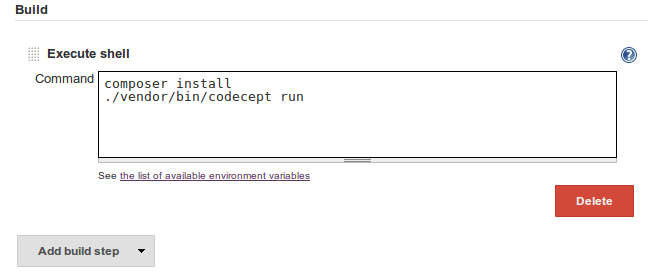 Jenkins Codeception Build Step