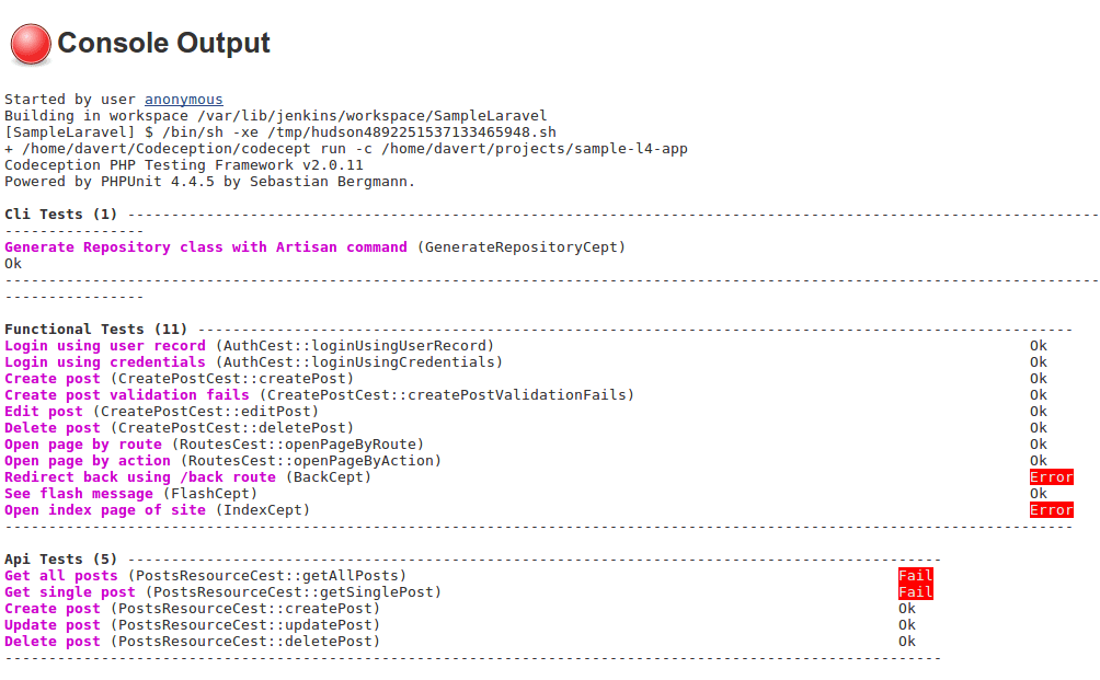 Jenkins Console Output